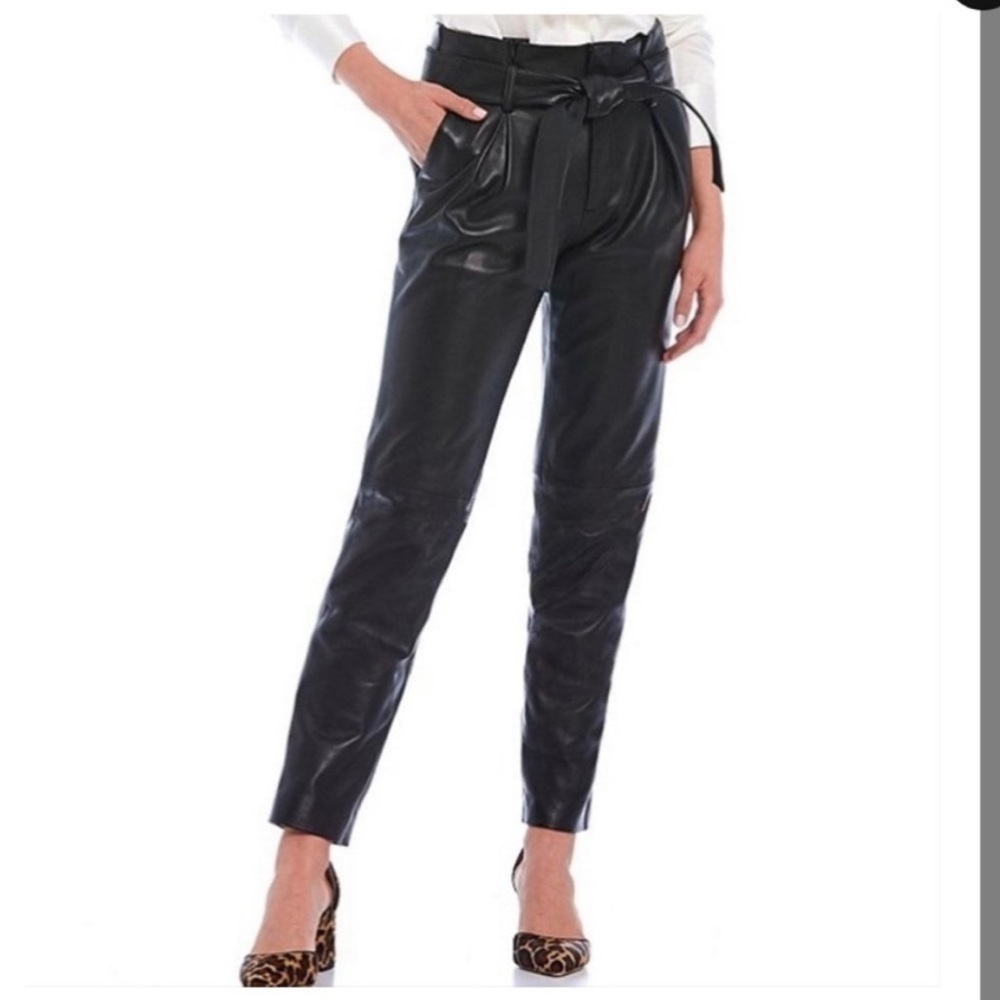 Antonio Melani luxury collection Kerry genuine leather belted pants NWT 4 - Picture 3 of 12